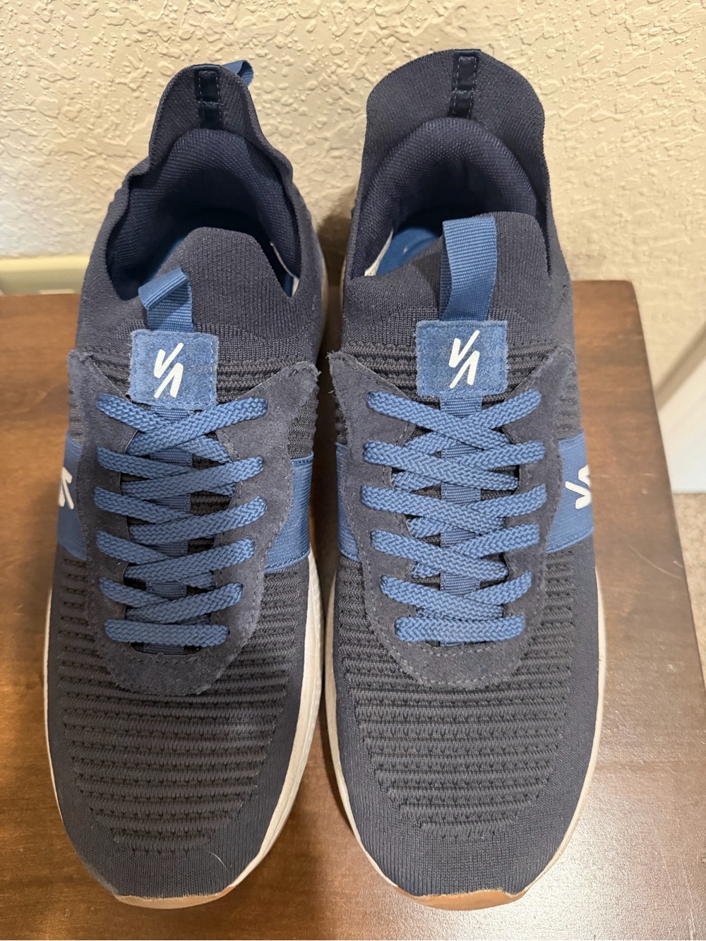 Navy Knit Lace-Up Men’s Sneakers